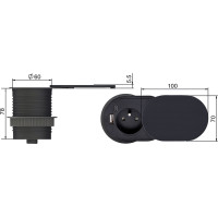 Solight 1z + USB A + C 20W PD vstavaná zásuvka s posuvným viečkom, 2m, matná čierna