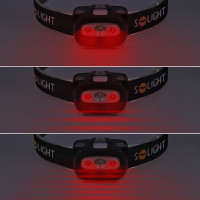 Solight LED čelové svietidlo, 3W + červené svetlo, 3x AAA