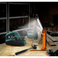 Solight pracovná nabíjacia LED lampa, 500lm + 70lm, COB, Li-Ion, USB, čiernooranžová