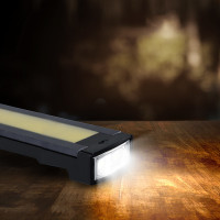 Solight pracovná nabíjacia LED lampa, 500lm + 70lm, COB, Li-Ion, USB, čiernooranžová