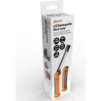 Solight pracovná nabíjacia LED lampa, 500lm + 70lm, COB, Li-Ion, USB, čiernooranžová