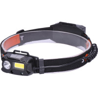 Solight LED čelové nabíjacie svietidlo, 3W + COB, 150 + 60lm, Li-Ion