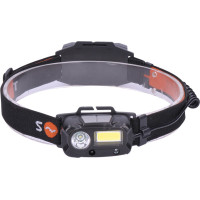 Solight LED čelové nabíjacie svietidlo, 3W + COB, 150 + 60lm, Li-Ion