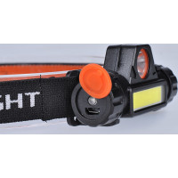 Solight LED čelové nabíjacie svietidlo, 3W + COB, 150 + 60lm, Li-Ion