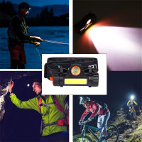 Solight LED čelové nabíjacie svietidlo, 3W + COB, 150 + 60lm, Li-Ion