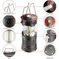 Solight LED nabíjacie kempingové svietidlo s lampášom, 200lm, šedá
