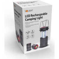 Solight LED nabíjacie kempingové svietidlo s lampášom, 200lm, šedá