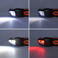 Solight LED čelové nabíjacie svietidlo, 150 + 100lm, biele a červené svetlo, Li-Ion