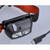 Solight LED čelové nabíjacie svietidlo, 150 + 100lm, biele a červené svetlo, Li-Ion