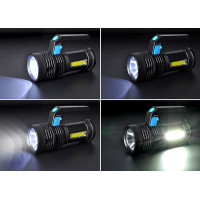 Solight LED nabíjacie svietidlo s rukoväťou a bočným svetlom, 150+100lm, Li-Ion
