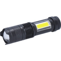Solight LED nabíjacie vreckové svietidlo so zoomom, 100lm + 70lm, Li-Ion, USB, čierna