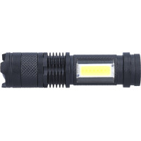 Solight LED nabíjacie vreckové svietidlo so zoomom, 100lm + 70lm, Li-Ion, USB, čierna