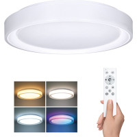 Solight LED osvetlenie s diaľkovým ovládačom Floco, 30W + 6W RGB, 2100lm, 40cm, zmena chromatickosti, stmievateľné