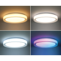 Solight LED osvetlenie s diaľkovým ovládačom Floco, 30W + 6W RGB, 2100lm, 40cm, zmena chromatickosti, stmievateľné