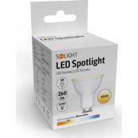 Solight LED žiarovka, bodová, 3W, GU10, 3000K, 260lm, biela
