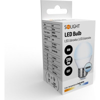 Solight LED žiarovka, miniglobe, 6W, E27, 6000K, 510lm