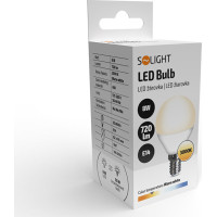 Solight LED žiarovka, miniglobe, 8W, E14, 3000K, 720lm, biele prevedenie