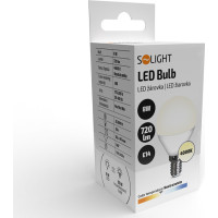 Solight LED žiarovka, miniglobe, 8W, E14, 4000K, 720lm, biele prevedenie