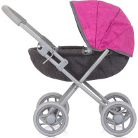 CHIPOLINO Hlboký kočík pre bábiky Daisy Grey,Pink linen
