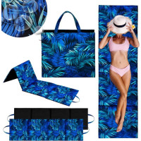 Obojstranná plážová podložka 180x50x3 cm - čierna/Blue Passion