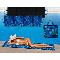 Obojstranná plážová podložka 180x50x3 cm - čierna/Blue Passion