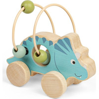 Bigjigs Toys Triceratops na kolieskach s korálkovým labyrintom