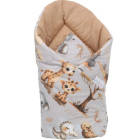 Obojstranná zavinovačka pre bábätká 80x80 cm BABYMAM PREMIUM - Dobrodružstvo v džungli/škoricová