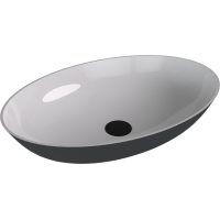 Polysan BANERA OVAL umývadlo na dosku, liaty mramor, 60x40cm, biela/antracit mat 14397.52