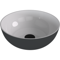 Polysan BANERA ROUND umývadlo na dosku, liaty mramor, priemer 39cm, biela/antracit mat 14337.52