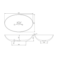 Polysan BANERA OVAL umývadlo na dosku, liaty mramor, 60x40cm, šedá mat 14397.31