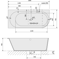 Polysan SUSSI L rohová stojaca vaňa liaty mramor 160x70x49,5 cm, antracit mat 90191L.51