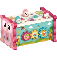 CHIPOLINO Motorická kocka 8v1 Owl Pink CHIPOLINO Motorická kocka 8v1 Owl Pink