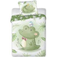 Detské bavlnené obliečky do postieľky 135x100 cm CUDDLES - Krokodíl