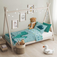 Detské bavlnené obliečky do postieľky 135x100 cm CUDDLES - Dinosaurus