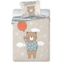 Detské bavlnené obliečky do postieľky 135x100 cm CUDDLES - Medvedík s balónikom