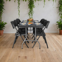 Cateringový set WOODLAN - stôl 180 cm + 6 stoličiek
