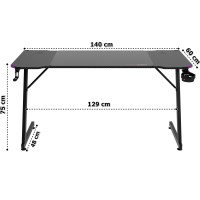 Herný stôl SHADOW GAMER 2.0 140 cm LED RGB