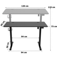Herný stôl SHADOW GAMER elektrický 1.0 čierny 120 cm