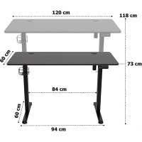 Herný stôl SHADOW GAMER elektrický 2.0 LED RGB 120 cm