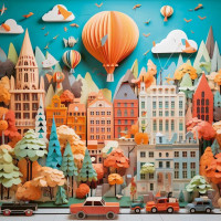 HEYE Štvorcové puzzle Paper-Like: Mestská krajina 1000 dielikov