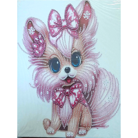 NORIMPEX Diamantové maľovanie na plátne Ružový psík 23x30cm