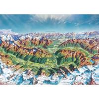 HEYE Puzzle Map Art: Horský svet v Alpách 2000 dielikov