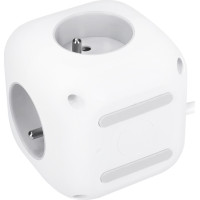 Solight 3z + USB A+C predlžovací prívod - kocka, kábel 2m, 3 x 1mm2, biely, vypínač