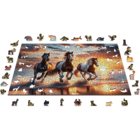 WOODEN CITY Drevené puzzle Divoké kone na pláži 4000 dielikov