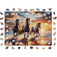 WOODEN CITY Drevené puzzle Divoké kone na pláži 4000 dielikov