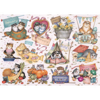 RAVENSBURGER Puzzle Mačacie kalendár 1000 dielikov