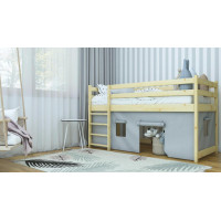 Detská vyvýšená posteľ z masívu borovice PORTO - 200x80 cm - prírodná borovica