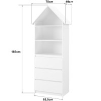 Detský domčekový úložný regál 185 cm - AUTÍČKA - biely