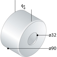 Omp Tea Rozeta 90/32 mm, výška 45 mm, chróm 115.340.5