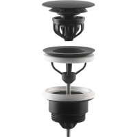 Omp Tea Umývadlová výpusť 5/4“, click-clack, veľká zátka, 10-45mm, čierna mat 7532.310.5X